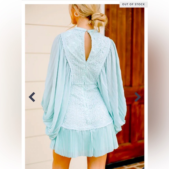 Greta Balloon Sleeve Embroidered Mini Dress in Mint - Picture 3 of 12